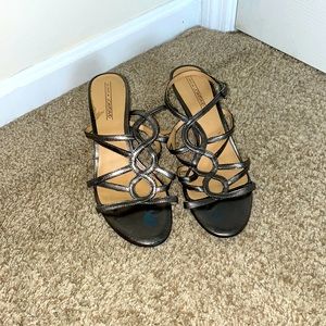Pewter strappy sandals
